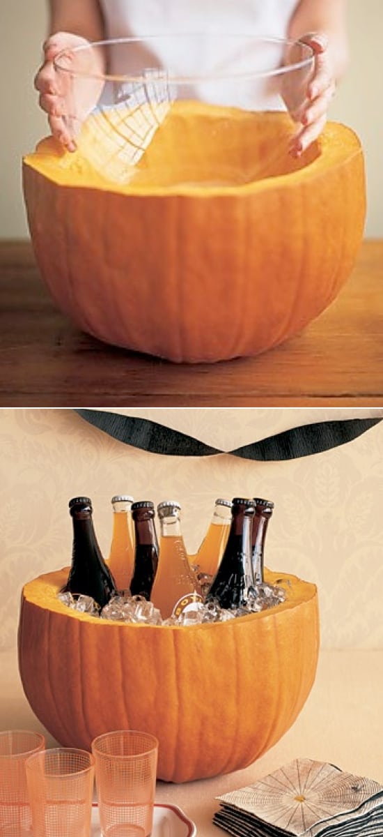 Pumpkin Bowl Drink Holder zucca utilizzata come porta bibite per festa tema halloween