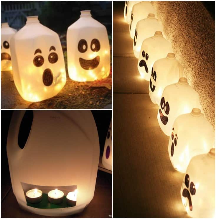 lanterne di halloween creative con flaconi dei detersivi